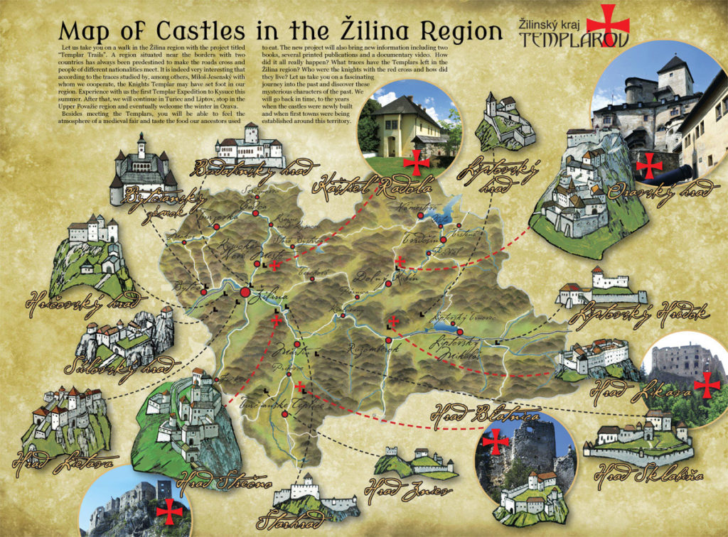 Mapa de castillos en la región de Zilina